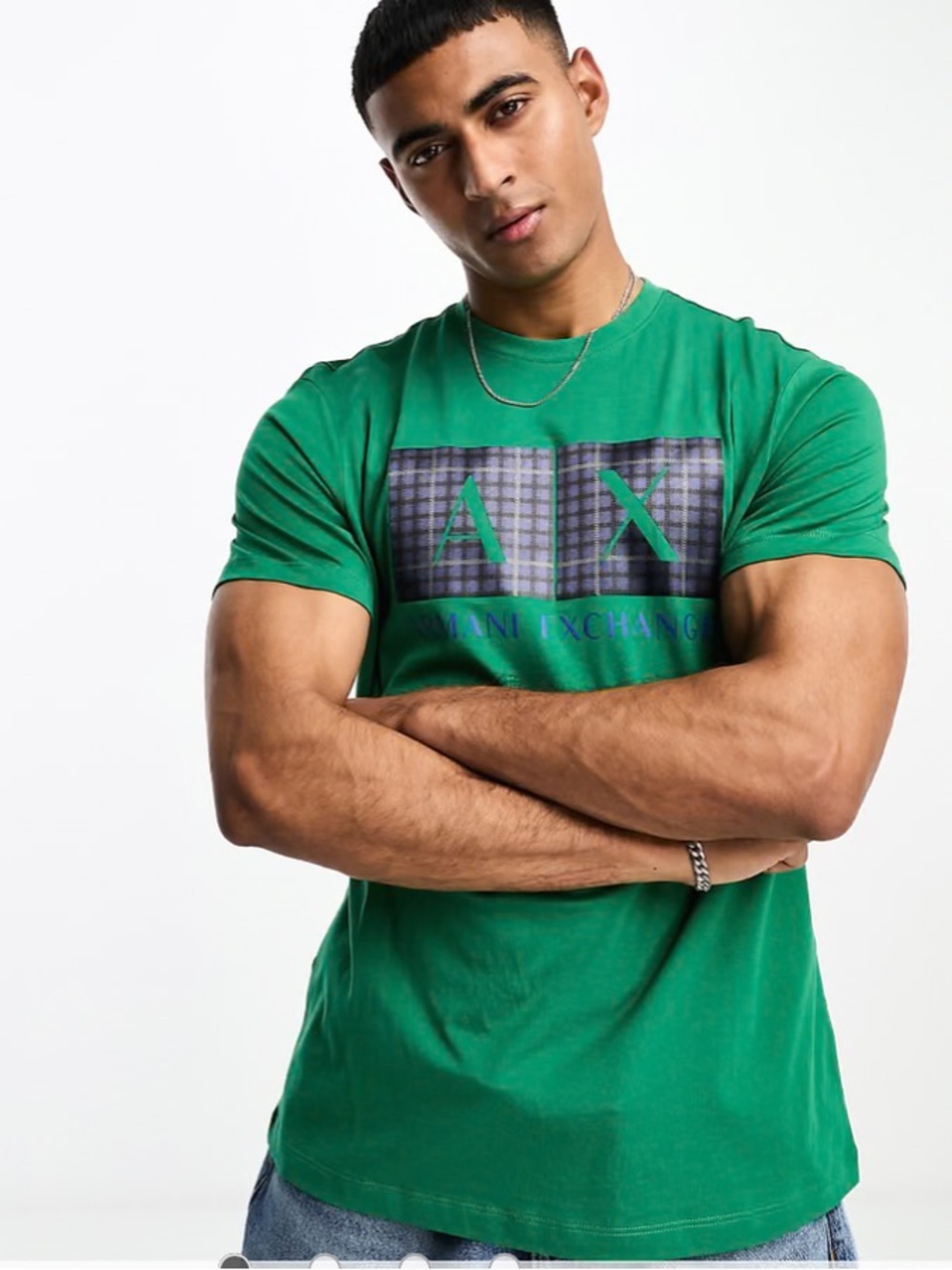 Armani Exchange Green Short-Sleeve Logo Tee size S new no tags